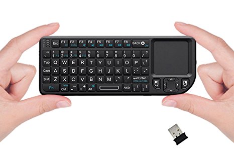 FAVI FE01 2.4GHz Wireless USB Mini Keyboard w Mouse Touchpad, Laser Pointer - US Version (Includes Warranty) - Black (FE01-BL)