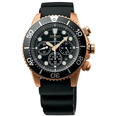 SEIKO Prospex Sea Diver's 200m Chronograph Solar Sports Watch Rose Gold SSC618P1