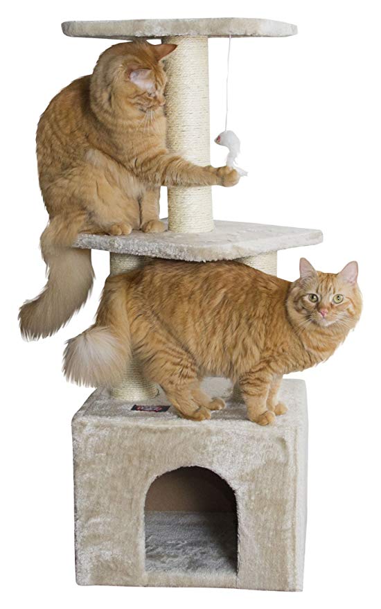 Majestic Pet Products 40 inch Beige Casita Cat Furniture Condo House Scratcher Multi Level Pet Activity Tree