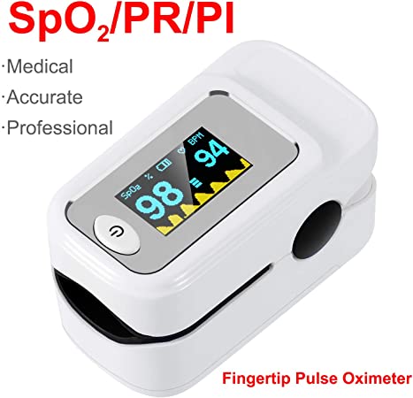 KORKUAN Fingertip Oximeter, Blood Oxygen Saturation Monitor, Pulse Heart Rate and Fast Spo2 Reading Oxygen Meter with Plethysmograph and Perfusion Index