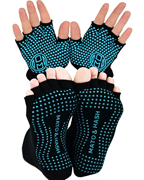 Yoga Gloves AND Socks COMBO PACK | Yoga Gear for Women & Men | by Mato & Hash