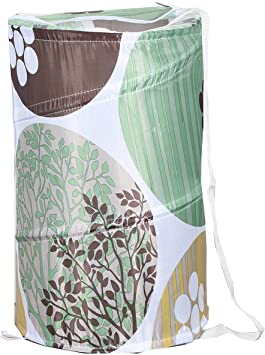 American Dream Home Goods Laundry Basket 18"x30" - Pop Up Hamper - Collapsible, Foldable Laundry Bag in Green Floral Print