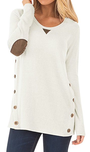 Spadehill Women's Soft Tops With Faux Suede and Button Details