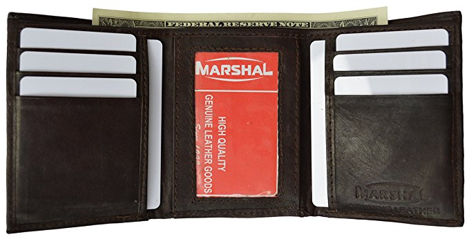 Marshal® Wallet RFID Blocking Men's Leather Slim Trifold Wallet