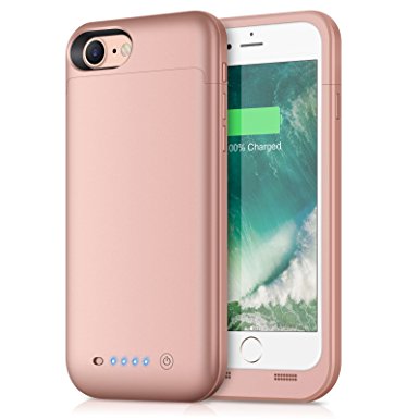 iPhone 8/7 Battery Case,4500mAh Pxwaxpy Rechargeable Charging Case for Apple iPhone 8 Extended Battery Pack iPhone 7 Portable Charger Cover-Rose Gold