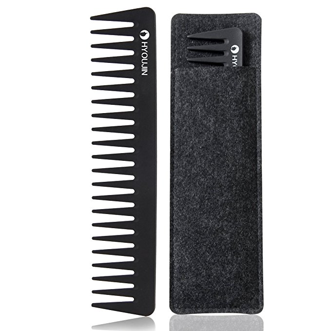 HYOUJIN601 Black Carbon Wide Tooth Comb, Rake Beard Comb,Detangler Hair Comb-Coming long wet hair,Hair Straighten-best for all kinds of hair especially curly hair heat-Resistant