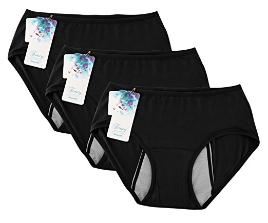 Funcy Women Menstrual Period Briefs Leakproof Panties Postpartum Bleeding Underwear（Pack Of 3