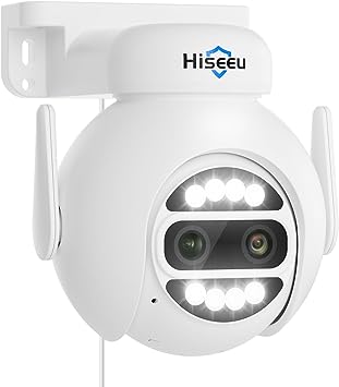 Hiseeu 4MP Security Camera,10X Optical Dual-Lens Security Wireless Camera, 2 Ways Audio/ IP65 Waterproof,PTZ Outdoor Surveillance Camera Compatible with Alexa/Wireless Cameras System