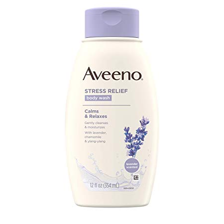 Aveeno Stress Relief Body Wash with Soothing Oat,Lavender, Chamomile & Ylang-Ylang Essential Oils, Hypoallergenic, Dye-Free & Soap-Free Calming Body Wash gentle on Sensitive Skin, 12 fl. oz(Pack of 2)