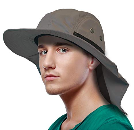 Sun Blocker Outdoor Sun Protection Fishing Cap with Neck Flap Wide Brim Hat for Safari Hiking Hunting Boating and Outdoor Adventures