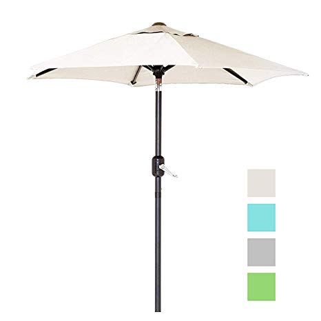 6 Ft Outdoor Patio Umbrella with Aluminum Pole, Easy Open/Close Crank and Push Button Tilt Adjustment - Beige Market Umbrellas