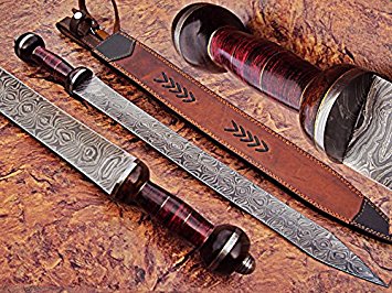 Sw-339, Handmade Damascus Steel 25 Inches Sword - Beautiful Doller Sheet & Rose Wood Handle with Damascus Steel Guard