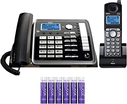 RCA 25255RE2 2-Line Phone System with Digital Answering System - Corded Speakerphone and DECT 6.0 Cordless Handset Bundle with Blucoil 6 AAA Batteries