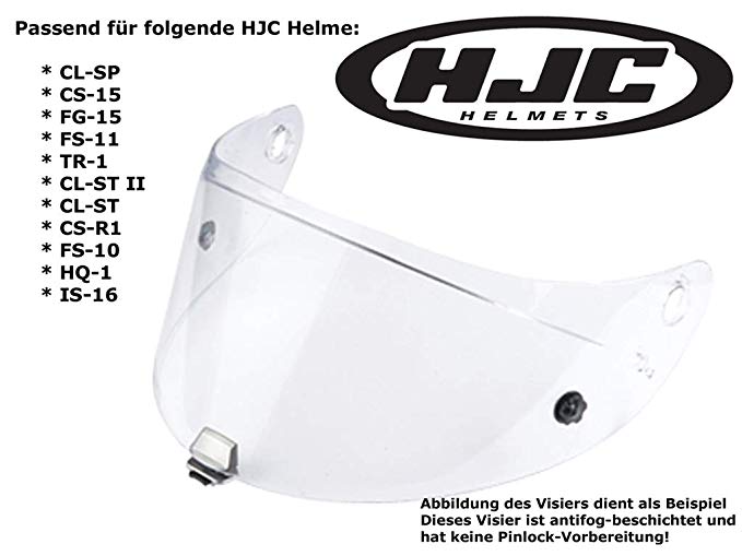 HJC Helmets Clear Shield Anti-fog Visor Hj-09 / Ac-12, Cl-15, Cl-16, Cl-sp, Cs-r1, Cs-r2, Fs-10, Fs-15, Fg-15, Is-16, Cl-17