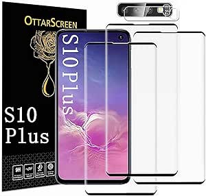 Galaxy S10 Plus Screen Protector, 3 Pack Tempered Glass Screen Protector【3 1 Pack 】 Camera Lens Protector, 3D Glass 9H Hardness Tempered Glass Screen Protector for Samsung Galaxy S10 Plus