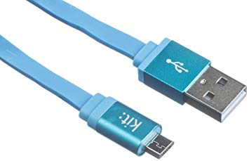 Kit Flat Micro USB Data and Charge Cable Compatible with Smartphones, Tablets and PCs Including Samsung Galaxy S2/S3/S4/S5/S6/S6 Edge/S6 Edge Plus, Galaxy Note 2/3, Galaxy Tab 2/3/4, Sony Xperia Z1/Z2, HTC One/One M8 and Google Nexus 5/7/10 - Metallic Blue