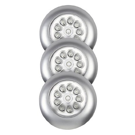 Fulcrum 30016-301 9 Led Anywhere Tap Light 3 Pack Silver