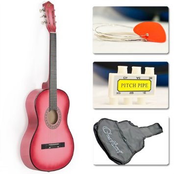 Best Choice Products Beginners Acoustic Guitar with Case, Strap, Tuner and Pick, Pink