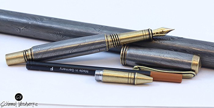 Handmade Schimmel Pen, Real Handmade Damascus Steel fountain pen & rollerball pen, Comes in gift box tuned and tested nib of your choice!!