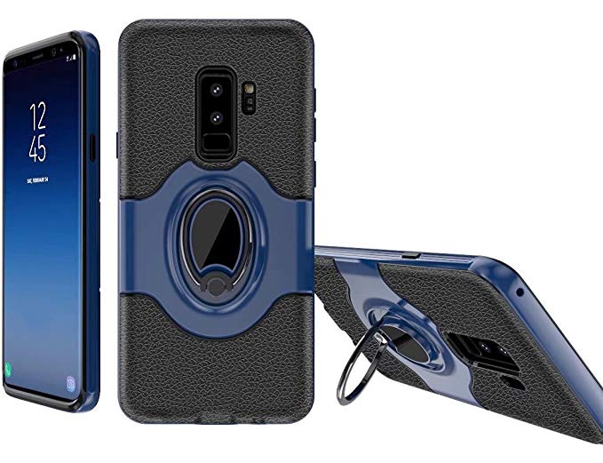 Galaxy S9 Case, Ranyi [Full Body Ring Armor] [Shock Absorbing] Hybrid Bumper   360 Degree Rotating Ring Stand 2 In 1 Protective Rugged Case for Samsung Galaxy S9 5.8 inch (2018), blue