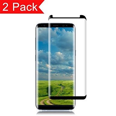 Galaxy S8 Screen Protector, Loopilops [Error Proof Bubble Free] Tempered Glass Film Screen Protector for Samsung Galaxy S8 Black [2 Pack]