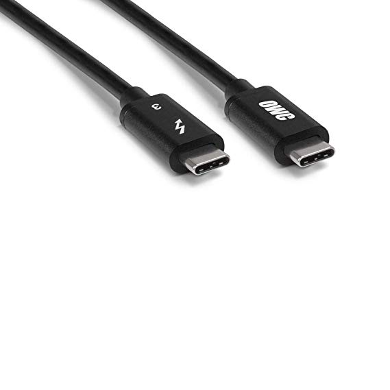 OWC Premium Thunderbolt 3 (40Gb/s) USB-C Cable, 0.5 Meter (19 inch, 1.6 feet), Black, (OWCCBLT3P0.5BP)