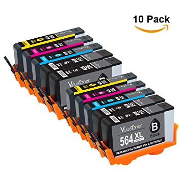 Valuetoner Remanufactured Ink Cartridge Replacement for New Generation Hewlett Packard HP 564XL (4 Large Black, 2 Cyan, 2 Magenta, 2 Yellow) 10 Pack
