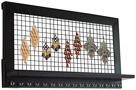 SoCal Buttercup Espresso Jewelry Organizer from Wooden Wall Mounted Holder for Earrings/Necklaces/Bracelets/Accessories (Espresso)
