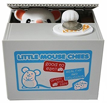Virtuous Cute Stealing Money Coin Bank, Collecting Piggy Bank, Mouse in a Box (Lucky Mouse)