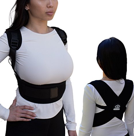 CerebralBody Premium Comfortable Adjustable Posture Corrector. Upper Back Clavicle Support Brace Improves Kyphosis and Lower Back Pain for Men and Women through Natural Posture Relief LRG