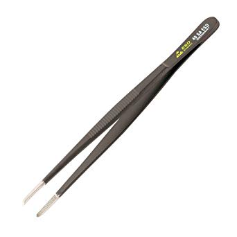 Wiha 44520 Tweezers, ESD Safe, Universal Blunt Tip Serrated