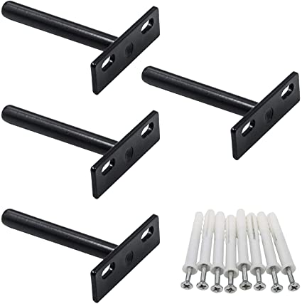Antrader Solid Steel Matte Black Floating Shelf Brackets, 3-Inch Rustproof Blind Shelf Supports (Small), Screws and Wall Plugs Included for DIY Project Set of 4
