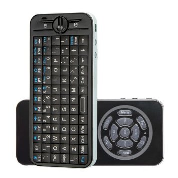 TNP Mini Wireless Keyboard 24GHz Fly Air Mouse with 2 Mode Learning IR Remote and Backlight Black for Apple TV Box and Google TV Top Box