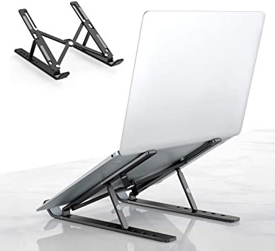 Lidasen Laptop Stand, Adjustable Ventilated Desktop Tablet Laptop Stands, Universal Portable Cooling Stand Notebook Riser Tray compatible with Dell XPS, HP, Lenovo, 10-15.6" Laptop Tablet(Black)