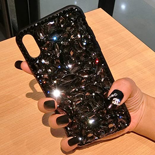 ikasus Case for iPhone Xs Max,iPhone Xs Max Diamond Case,3D Handmade Bling Rhinestone Diamonds Luxury Sparkle Rhinestones Case Girls Women Full Crystal Bling Diamond Case Cover for iPhone Xs Max,Black