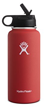 Hydro Flask Vacuum Insulated Stainless Steel Water Bottle, Wide Mouth w/Straw Lid