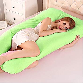 Crystaller Comfort U Body Pillow Back Support Nursing Maternity Pregnancy Pillow Pregnant Pillow with FREE Removable Cover - Full Body Pregnancy Pillow & Maternity Pillow(green)