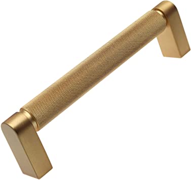 GlideRite Solid Knurled Bar Pull Cabinet Hardware Handle, 4788 Satin Gold (1, 5 in)