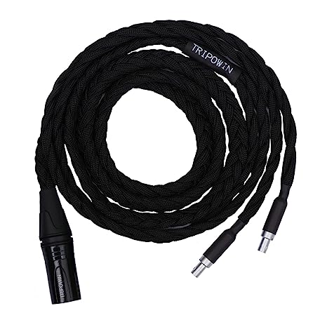 Linsoul Tripowin GranVia Upgraded OFC High Purity Headphone Audio Replacement Cable (XLR Plug, HD800, 2m Length, Black)