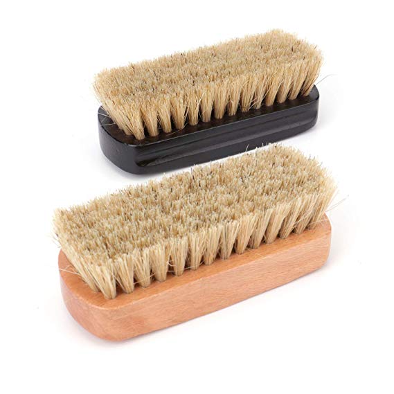 Fasmov Leather Scrub Brush Upholstery Brush, Car Interior Cleaner, 2 Pack (Black/Natural)