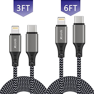 Xcords USB C to Lightning Cable iPhone Charger 3FT 6FT Type C to Lightning Cable Compatible with iPhone X/8/8 Plus Connect to Macbook and Other USB C Devices