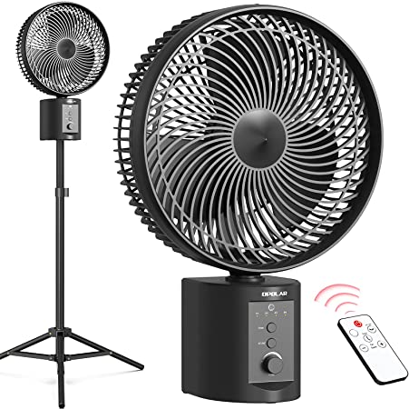 OPOLAR 20000mAh Battery Powered Desk Fan w/Remote, Oscillating and Timer, 10” Rechargeable Desk Fan, 50Hrs Working Time, Adjustable Height and Tilting, Standing Fan for Bedroom, Outdoor, Camping