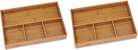 Lipper International 824 Bamboo Wood 4-Compartment Organizer Tray, 11 5/8" x 7 7/8" x 1 3/4" (Тwo Рack)