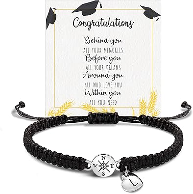 Graduation Gifts for Her 2024, 2024 Graduation Gifts High School College Graduation Gifts for Teen Girls 5th 8th Grade Masters Degree Grads Initial Bracelets for Women Letter A-Z Charm Bracelet Daughter Niece Granddaughter Girlfriend Jewelry