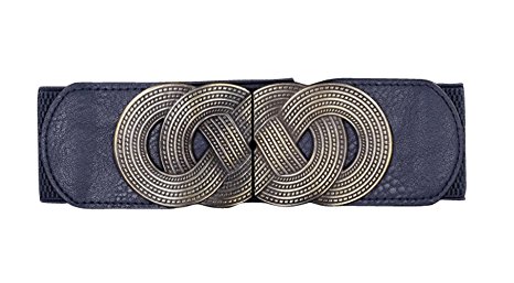 E-Clover Designer Metal Buckle Women's Elastic Waist Cinch Belt