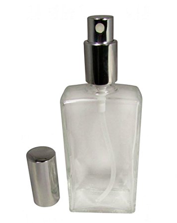3.4 oz (100ml) Slim Rectangular Clear Glass Empty Refillable Replacement Glass Perfume or Cologne Bottle with Spray Applicator (EB32)