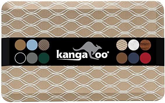 Kangaroo Original Standing Mat Kitchen Rug, Anti Fatigue Comfort Flooring, Phthalate Free Pads, Ergonomic Floor Pad for Office Stand Up Desk, 48x20, Waves, Beige White
