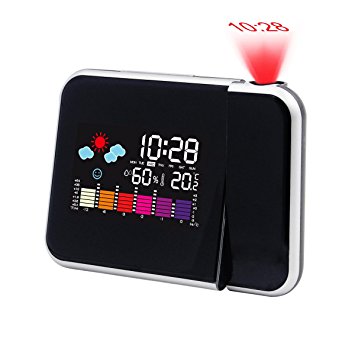Hippih Projection Digital Alarm Clock with LED Backlight/Color (BLACK)