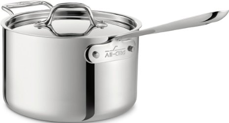 All-Clad 4204 with loop Stainless Steel Tri-Ply Bonded Dishwasher Safe Sauce Pan with Loop Helper Handle and Lid Cookware 4-Quart Silver