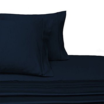 Ultra Soft & Exquisitely Smooth Genuine 100% Egyptian Cotton 800 Thread Count Sheet Sets, Lavish Sateen Solid, Deep Pockets (18" Pockets), 3 Piece Twin Extra Long (Twin XL) Size Sheet Set, Solid, Navy